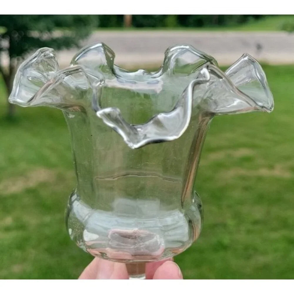 Vtg Homco Clear Glass Peg Sconce Votive Cups Ruffled Edge Fluted Cottagecore lot